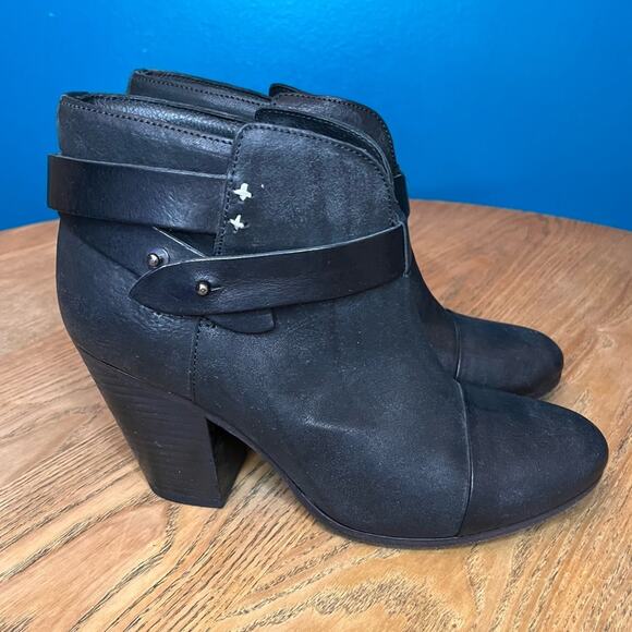 rag & bone Harrow Leather Ankle Boot Western Stacked Heel Black Size 9.5/39.5 - Picture 2 of 11